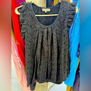 Cost Plus World Market Black Eyelet Blouse